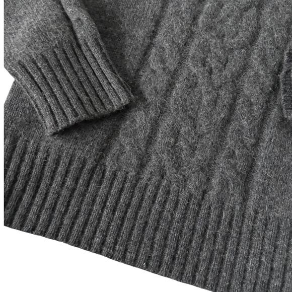 Vintage Wool Angora Cable Knit Turtleneck Sweater M Gray Cozy Outdoor Winter - Picture 3 of 7